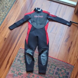 BARE Kids Black and Full Red One Piece Wetsuit